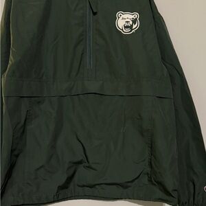 Dark Green Pullover Jacket with Bear Patch